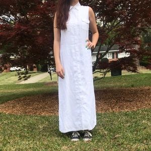 Button up linen maxi dress